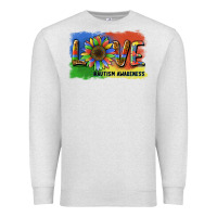 Oatmeal Heather sunflower love autism awareness Premium Sweatshirt - BarkalooDesign