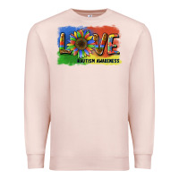 Pale Pink sunflower love autism awareness Premium Sweatshirt - BarkalooDesign