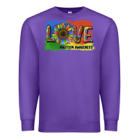 Purple sunflower love autism awareness Premium Sweatshirt - BarkalooDesign