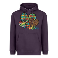 Plum autism hearts leopard cowhide Heavyweight Hoodie - Artiststas