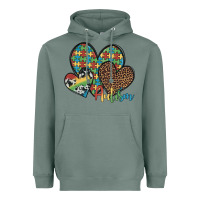 Sage autism hearts leopard cowhide Heavyweight Hoodie - Artiststas