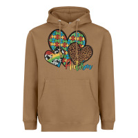 Toasted Coconut autism hearts leopard cowhide Heavyweight Hoodie - Artiststas