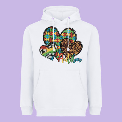 Autism Hearts Leopard Cowhide Heavyweight Hoodie Designed By Artiststas