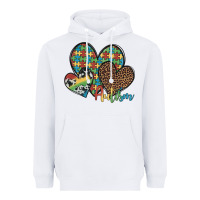 White autism hearts leopard cowhide Heavyweight Hoodie - Artiststas