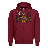 Burgundy blessed mom Zipper Hoodie - CowhideDigitalArt