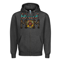 Charcoal Heather blessed mom Zipper Hoodie - CowhideDigitalArt