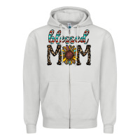 Dove Grey blessed mom Zipper Hoodie - CowhideDigitalArt