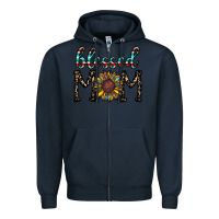 Navy blessed mom Zipper Hoodie - CowhideDigitalArt
