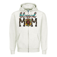 Oatmeal Heather blessed mom Zipper Hoodie - CowhideDigitalArt