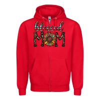 Red blessed mom Zipper Hoodie - CowhideDigitalArt