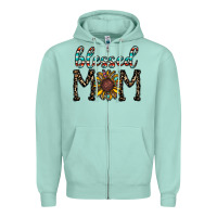 Seafoam blessed mom Zipper Hoodie - CowhideDigitalArt