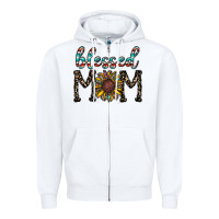 White blessed mom Zipper Hoodie - CowhideDigitalArt