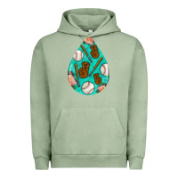 Pigment Oil Green baseball and western roses teardrop  5 Urban Hoodie - BundleAndBundleShop