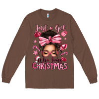 Chestnut just a girl who loves pink christmas messy bun Long Sleeve Tee - texasbilliewilder