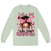 Matcha just a girl who loves pink christmas messy bun Long Sleeve Tee - texasbilliewilder