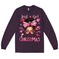 Plum just a girl who loves pink christmas messy bun Long Sleeve Tee - texasbilliewilder