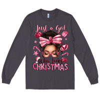 Smoke just a girl who loves pink christmas messy bun Long Sleeve Tee - texasbilliewilder
