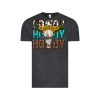 Vintage Black howdy howdy howdy western bull skull Vintage Tee - texasbilliewilder