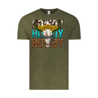 Vintage Olive howdy howdy howdy western bull skull Vintage Tee - texasbilliewilder