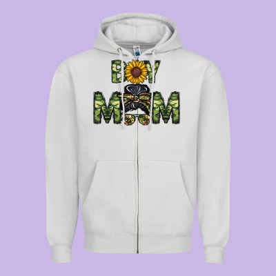 Boy Mom Zipper Hoodie Designed By Cowhidedigitalart