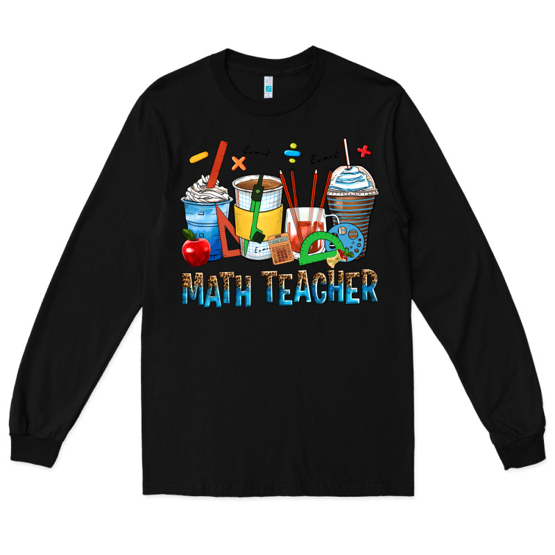 Math Teacher Coffee Cups Long Sleeve Tee by Zillion Design Studio | Teevron