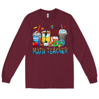 Burgundy math teacher coffee cups Long Sleeve Tee - Zillion Design Studio