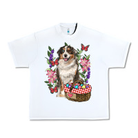 White Easter Aussie Australian Shepherd Urban Heavy Tee - RanaPortraitStore