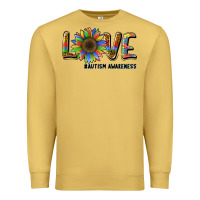 Antique Gold love sunflower autism awareness Premium Sweatshirt - BarkalooDesign