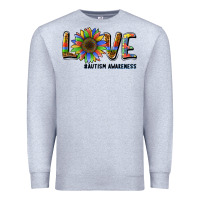 Heather Grey love sunflower autism awareness Premium Sweatshirt - BarkalooDesign