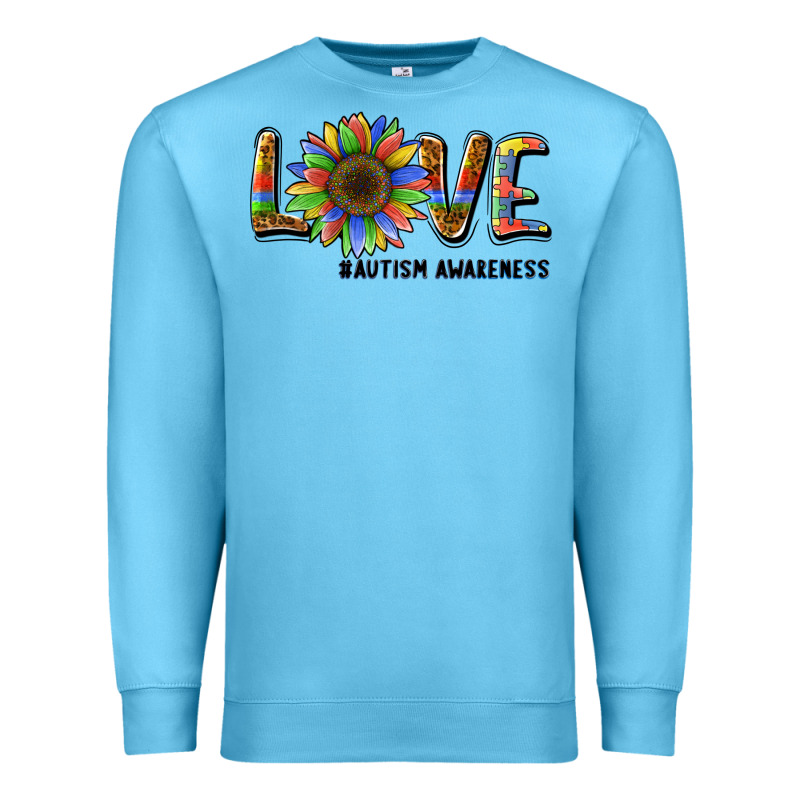 Love Sunflower Autism Awareness Premium Sweatshirt by BarkalooDesign | Teevron