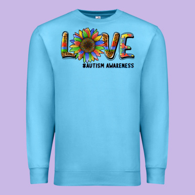 Love Sunflower Autism Awareness Premium Sweatshirt Designed By Barkaloodesign