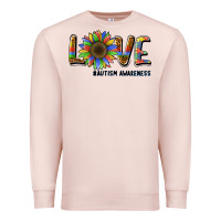 Pale Pink love sunflower autism awareness Premium Sweatshirt - BarkalooDesign