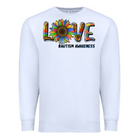 White love sunflower autism awareness Premium Sweatshirt - BarkalooDesign