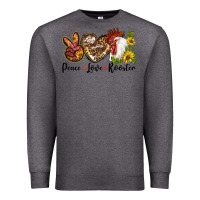 Charcoal Heather Peace Love Rooster With Sunflower Premium Sweatshirt - LillyAllenDesigns