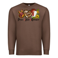 Chestnut Peace Love Rooster With Sunflower Premium Sweatshirt - LillyAllenDesigns