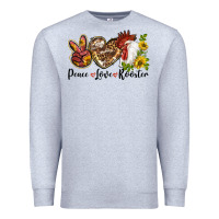 Heather Grey Peace Love Rooster With Sunflower Premium Sweatshirt - LillyAllenDesigns