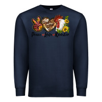 Navy Peace Love Rooster With Sunflower Premium Sweatshirt - LillyAllenDesigns