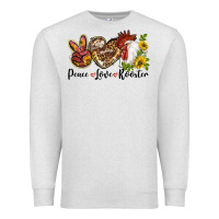 Oatmeal Heather Peace Love Rooster With Sunflower Premium Sweatshirt - LillyAllenDesigns