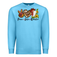 Ocean Blue Peace Love Rooster With Sunflower Premium Sweatshirt - LillyAllenDesigns