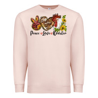 Pale Pink Peace Love Rooster With Sunflower Premium Sweatshirt - LillyAllenDesigns
