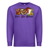 Purple Peace Love Rooster With Sunflower Premium Sweatshirt - LillyAllenDesigns