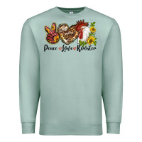 Seafoam Peace Love Rooster With Sunflower Premium Sweatshirt - LillyAllenDesigns