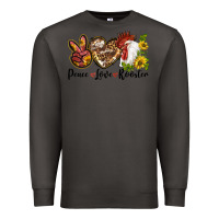 Smoke Peace Love Rooster With Sunflower Premium Sweatshirt - LillyAllenDesigns