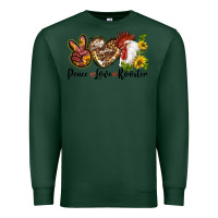 Sports Green Peace Love Rooster With Sunflower Premium Sweatshirt - LillyAllenDesigns