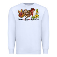 White Peace Love Rooster With Sunflower Premium Sweatshirt - LillyAllenDesigns