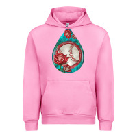 Fuchsia Pink baseball and western roses teardrop  7 Urban Hoodie - BundleAndBundleShop
