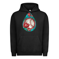 Pigment Black baseball and western roses teardrop  7 Urban Hoodie - BundleAndBundleShop