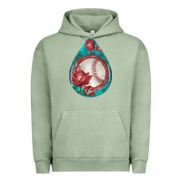 Pigment Oil Green baseball and western roses teardrop  7 Urban Hoodie - BundleAndBundleShop