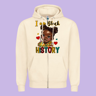 I Am Black History Zipper Hoodie Designed By Hra Design Shop