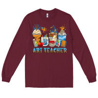 Burgundy art teacher coffee cups Long Sleeve Tee - Zillion Design Studio